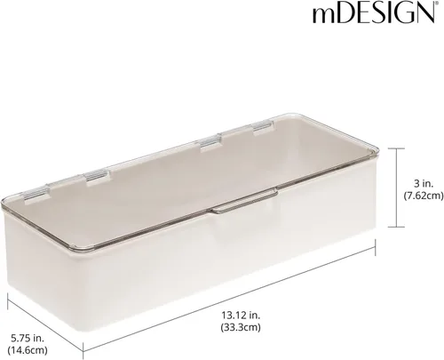 Vista 3 de mDesign - Caja organizadora apilable de plástico para encimera de baño, 2