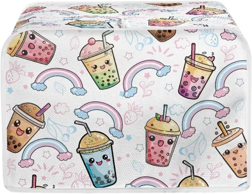 Vista 12 de chaqlin Cubierta para tostadora con estampado de chocolate, 2 rebanadas, resistente a las manchas, cubierta para horno de pan de diseño divertido