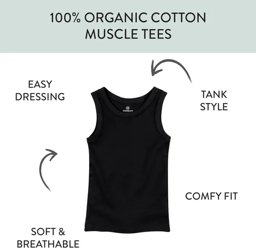 Vista 2 de HonestBaby Camisetas musculares sin mangas 100% algodón orgánico para bebés y niños pequeños, niñas
