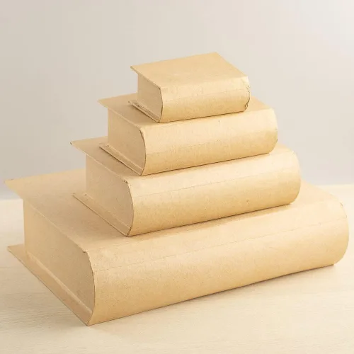 Vista 4 de 4 cajas de libros de papel mache: juego de almacenamiento de recuerdos con compartimento secreto de bricolaje 4 libros de papel maché