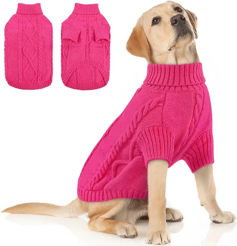 Vista 35 de Queenmore - Suéter de punto trenzado con cuello alto para perros pequeños, para climas fríos, para chihuahua, bulldog, teckel, carlino y yorkie, XS