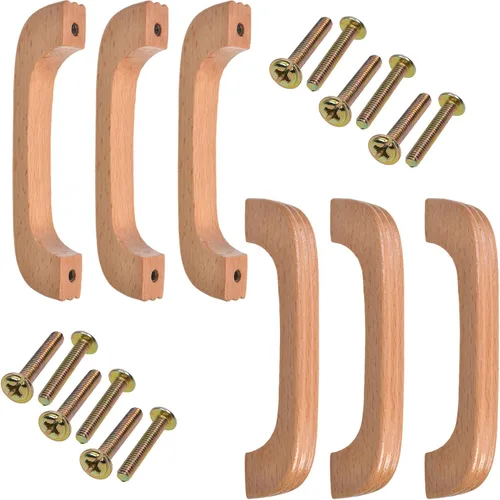 Vista 2 de Cosmos 6 tiradores de madera para cajones de gabinete con tornillos