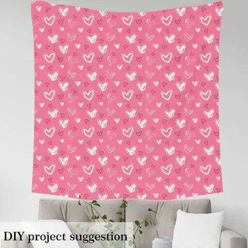 Vista 3 de The Yard, tela de corazones románticos para sillas, tela de San Valentín para exteriores, bonitos corazones dibujados a mano, tela decorativa