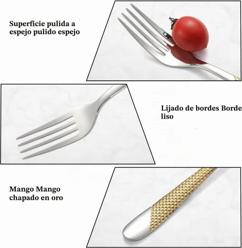 Vista 3 de Juego de 4 tenedores de acero inoxidable para cubiertos