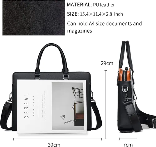 Vista 4 de FSD.WG Bolsa de negocios de cuero para portátil de hombro