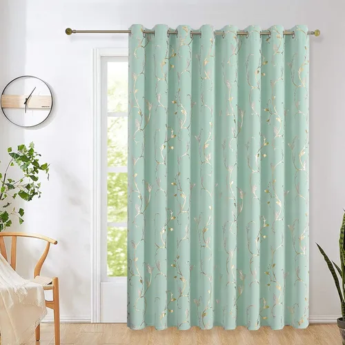 Vista 93 de BUHUA Juego de 2 paneles de cortinas opacas con estampado de vid plateada, cortinas con aislamiento térmico para oscurecer la habitación