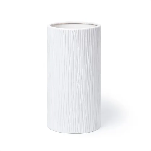 Vista 9 de D'vine Dev Florero cilíndrico de 8 pulgadas, florero de cerámica texturizado cascada blanca para decoración del hogar, VS-WF-B-1