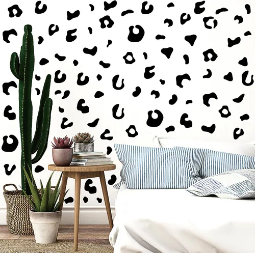 Vista 3 de 360 calcomanías de guepardo negro con estampado de animales, guepardo, leopardo, papel tapiz removible, calcomanías de pared de vinilo