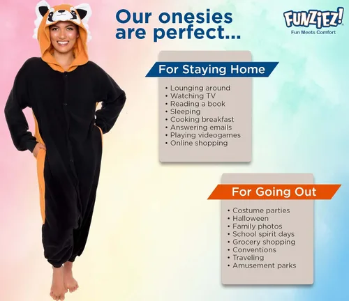 Vista 5 de FUNZIEZ - Disfraz de Halloween para adultos de animales y criaturas marinas mameluco de felpa para adultos mujeres y hombres