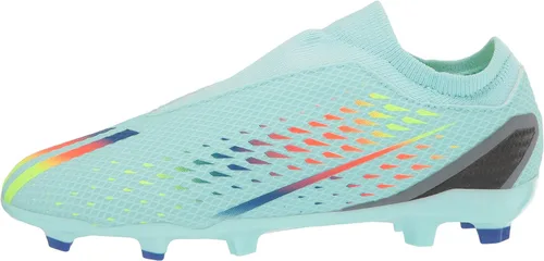 Vista 8 de adidas Tenis unisex de fútbol para niños X Speedportal.3 sin cordones para terreno firme, Clear Aqua-power Blue