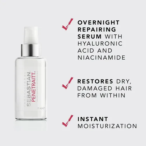 Vista 4 de Sebastian Suero profesional Penetraitt reparador nocturno con ácido hialurónico y niacinamida Tratamiento hidratante sin enjuague para cabello
