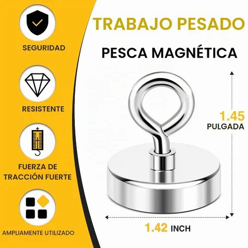 Vista 2 de DIYMAG Imán de pesca, imanes fuertes grandes de 1,42 pulgadas 150Lbs para levantar