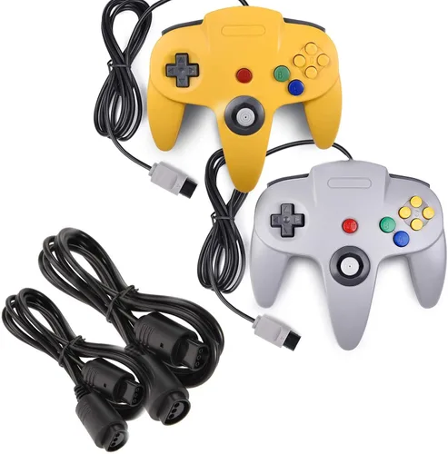 Vista 13 de Paquete de 2 controladores clásicos N64 (negro) con 2 cables de extensión de controlador N64 de 6 pies