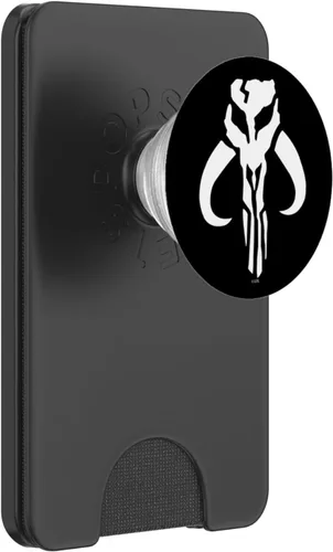 Vista 7 de Logotipo de Star Wars mandalorio negro y blanco – PopSockets Grip y soporte para teléfonos y tabletas, Negro