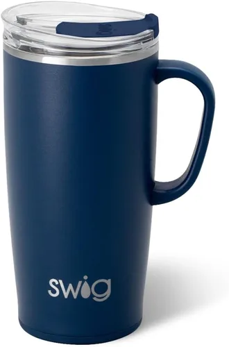 Vista 15 de Swig Life - Taza de viaje de 18 onzas, vaso con aislamiento con asa y tapa, apto para portavasos, apto para lavavajillas, de acero inoxidable, taza