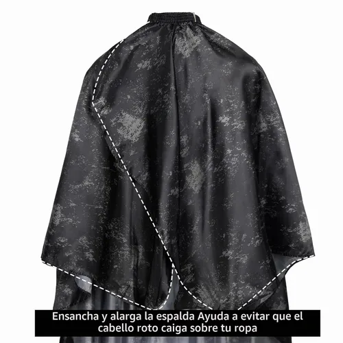 Vista 5 de Capa de peluquería profesional de 64 x 56 pulgadas para hombre, capa impermeable para cortar el cabello con cuello elástico y cierre ajustable, capa