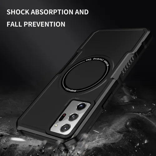 Vista 2 de CCSmall Funda magnética para Galaxy Note 20 Ultra - Magsafe, grado militar, a prueba de golpes, PU+TPU, protección resistente, MS Black
