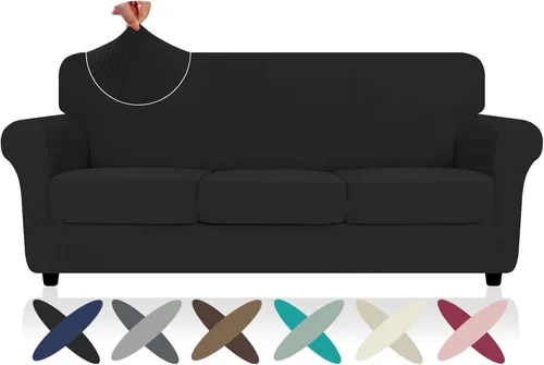Vista 30 de ZNSAYOTX 2026 Funda de silla a rayas de 2 piezas (79 cm - 117 cm), funda de sillón elástica gruesa con banda elástica antideslizante y lazos