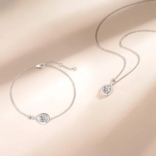 Vista 4 de FANCIME Dainty Infinity Birthstone Necklaces Sterling Silver Pendant abr-04