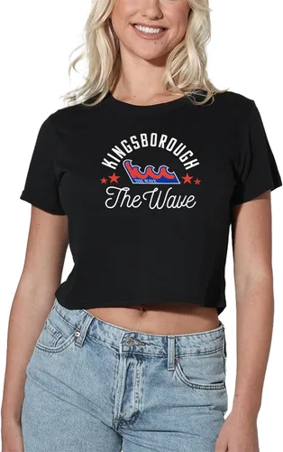 Vista 51 de Colección oficial de camisetas con diseño de mascota desgastada para mujer, color negro Grizzlies del estado de Adams