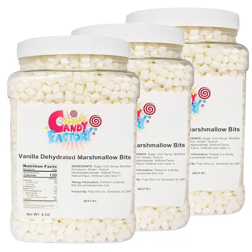 Vista 9 de Sarah's Candy Factory Mini trozos de malvavisco deshidratados de vainilla en frasco, 8 onzas