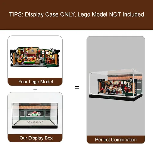 Vista 3 de Vitrina acrílica para Lego Ideas 21319 Central Perk, caja decorativa personalizada para el modelo de bloque de amigos, placa de acrílico