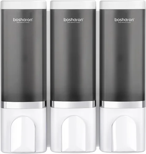 Vista 10 de Dispensador de jabón de ducha 2 en 1, 2 dispensadores de champú y acondicionador de 16.9 fl oz, dispensador de ducha montado en la pared, 2 cámaras