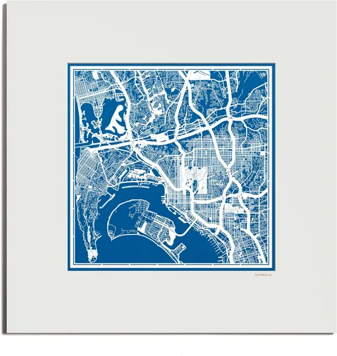 Vista 69 de O3 Design Studio San Diego, CA Paper Cut Map Matted Grey 20x20 in Paper Art