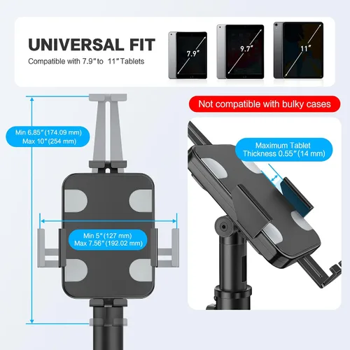 Vista 3 de AboveTEK POS - Soporte de quiosco para tableta, soporte universal de bloqueo para tabletas de 7.9 a 11 pulgadas, soporte de seguridad antirrobo