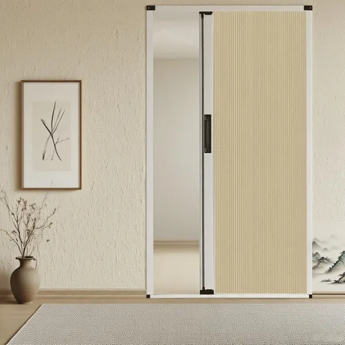 Vista 12 de Puerta plegable de acordeón interior multifuncional, divisor de habitación con marco de aluminio, diseño sin taladro para patio, dormitorio, baño