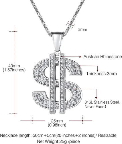 Vista 6 de U7 Colgante punk hip hop para hombre de acero inoxidable chapado en oro de 18 quilates personalizado AK47IcedTijerasCalavera M9 Collares