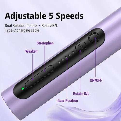 Vista 12 de Kit profesional de taladro de uñas eléctrico, juego de herramientas de manicura de lima de uñas inalámbrica 5 Adjustable Speed, Rechargeable Púrpura