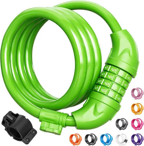 Vista 12 de Titanker Candado de bicicleta, cerradura de bicicleta de 4 pies, bloqueo de cable de 1/2 pulgada con soporte de montaje, accesorios de bicicleta