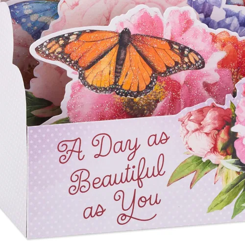 Vista 5 de Hallmark Paper Wonder - Tarjeta de cumpleaños desplegable (mariposa y flores)