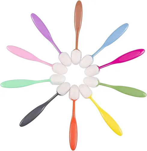 Vista 2 de Yoseng 10 pinceles de mezcla de tinta para hacer tarjetas, manualidades de papel surtido de amplia aplicación con mango de código de color y tapas