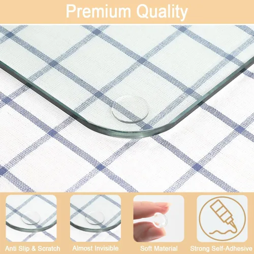 Vista 3 de Protector de mesa de vidrio suave transparente autoadhesivo de alta calidad, antideslizante y arañazos para mesa de cristal, almohadillas redondas