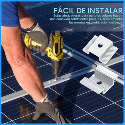 Vista 5 de Paquete de 12 abrazaderas centrales para panel solar de 1.06 pulgadas, accesorios de montaje de aluminio, abrazadera media solar de aluminio