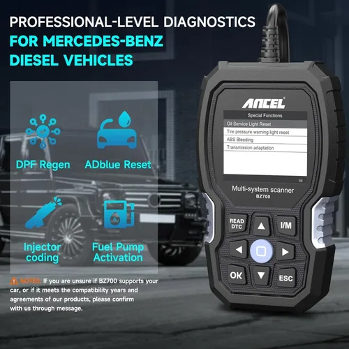 Vista 4 de ANCEL BZ700 Mercedes Benz Sprinter Smart OBD2 - Escáner para coche, lector de códigos para todo el sistema con todos los servicios de reinicio