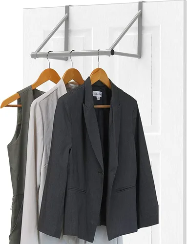 Vista 9 de Simple Houseware - Barra para colgar ropa sobre la puerta, color negro