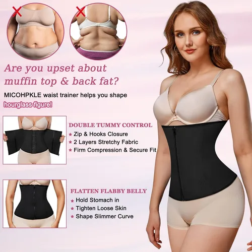 Vista 2 de MICOHPKLE Entrenador de cintura para mujer, corsé de cintura para control de abdomen, faja de entrenamiento delgada