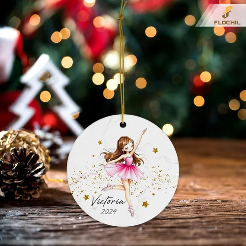 Vista 5 de FLOCHIL Adornos Personalizados de Bailarina de Navidad 2025 para Niña, Adornos Personalizados de Bailarina para Árbol de Navidad, Regalo