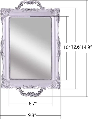 Vista 6 de Bandeja rectangular decorativa para espejo, estilo francés, organizador de maquillaje, organizador de joyas, bandeja para servir, 9.5 x 14.9 Dorado