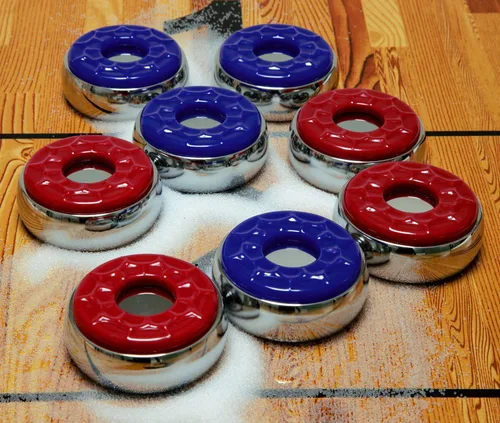 Vista 5 de Discos de tejo con 2 latas de cera de tejo, mini recogedor y cepillo para mesa de tejo, paquete completo de accesorios de tejo