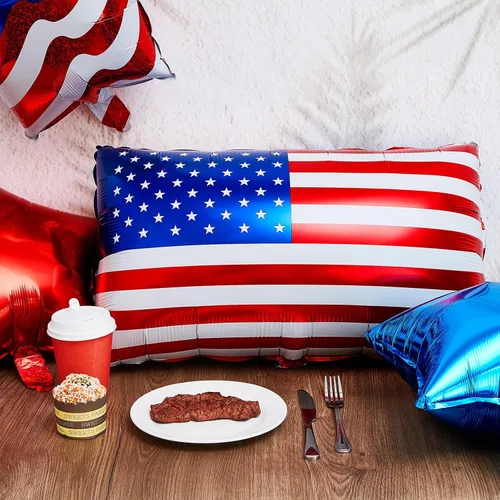 Vista 7 de Zhanmai 12 globos patrióticos de águila del 4 de julio, globos de Estados Unidos, rojo, blanco y azul, decoraciones de fiesta de aniversario del 250