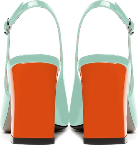 Vista 4 de MODENCOCO Zapatos de tacón alto con hebilla para mujer, con puntera cuadrada, cómodos, a la moda, con tacón alto, 3.3 pulgadas
