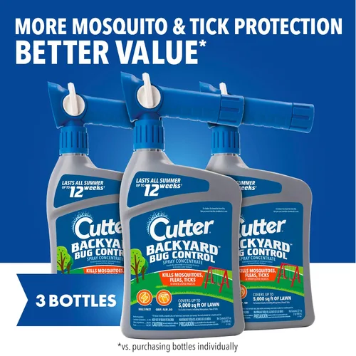 Vista 2 de Cutter Concentrado en aerosol para control de insectos en el patio trasero (paquete de 3), mata mosquitos, pulgas y hormigas listadas, 32 fl oz