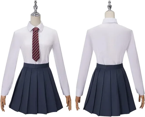 Vista 2 de Adult Cosplay Costume Women Uniform School Shirt Skirt Necktie Halloween Carnival Party Suit