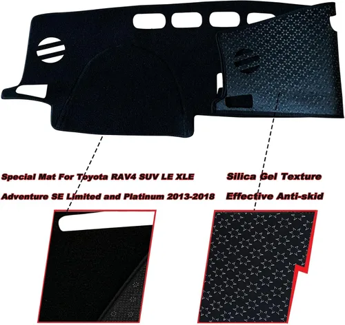 Vista 2 de Cubierta de tapete para salpicadero, consola central interior personalizada compatible con Toyota RAV4 SUV 2013, 2014, 2015, 2016, 2017, 2018