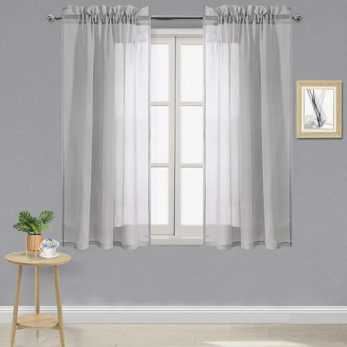 Vista 158 de DWCN Cortinas Transparentes Aqua de Voile Semitransparente con Bolsillo para Barra para Dormitorio y Sala de Estar, 36 x 36 pulgadas de Largo, Juego