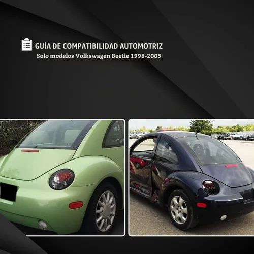 Vista 5 de Autozensation Compatible con VW Beetle 1998-2005, conjunto de par izquierdo y derecho, carcasa cromada europea, luces traseras de lente transparente